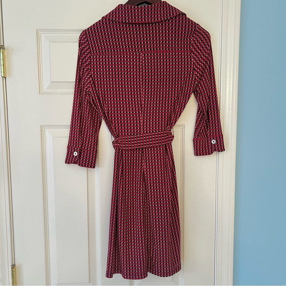 Tommy Hilfiger-Houndstooth Jersey Shirtdress With Belt-Sleeves-Size 4 Petite - Picture 5 of 11